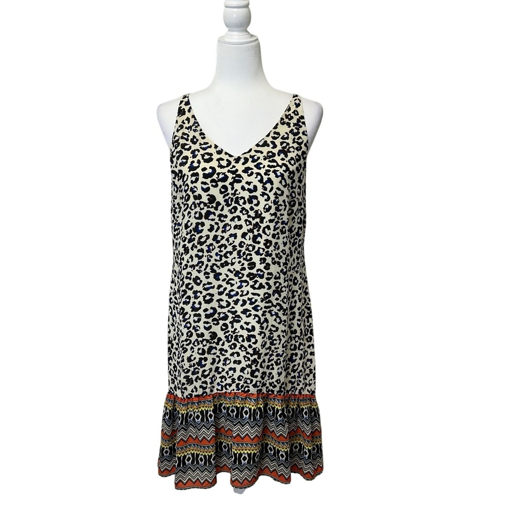 Cabi Safari Animal Print Slip Dress Ruffle Style 5115 Women's Size Small